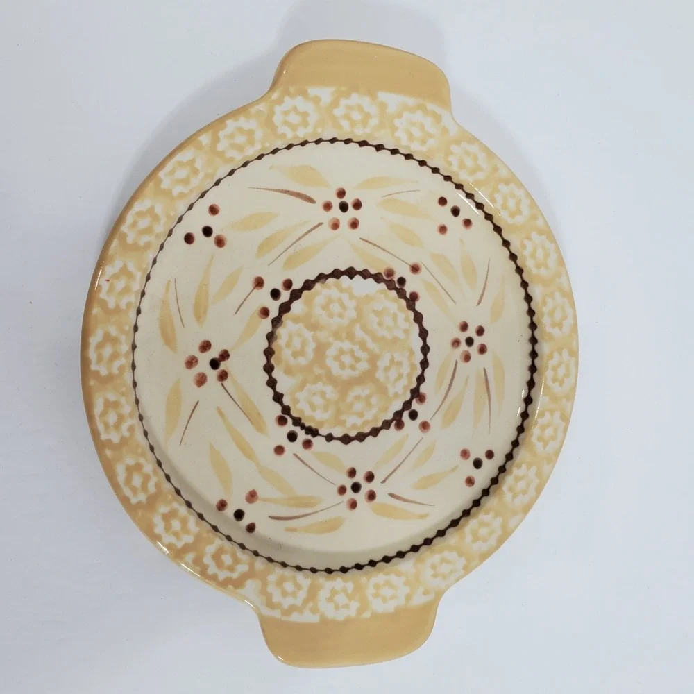 Temp-Tations Tara Old‎ World Yellow Nesting Plates Tray Floral Handles Set of 3